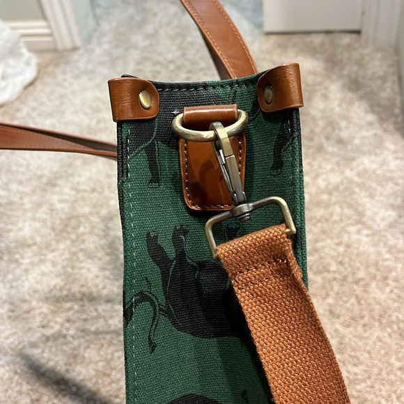 Mod Cloth Olive Green and Navy Blue Elephant Work Office Laptop Bag - Picture 3 of 5